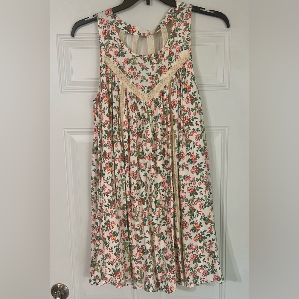 Entro Floral Lace Detailing Cottagecore Fairycore Peasant Babydoll Dress Medium